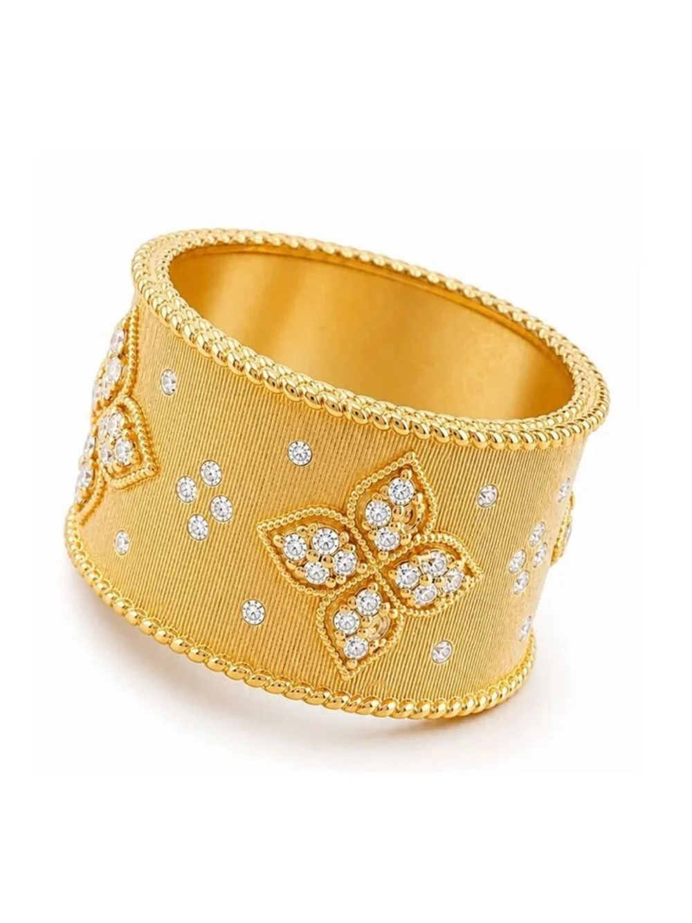 Created White Sapphires Ring 14k Yellow Gold Plated (.925)